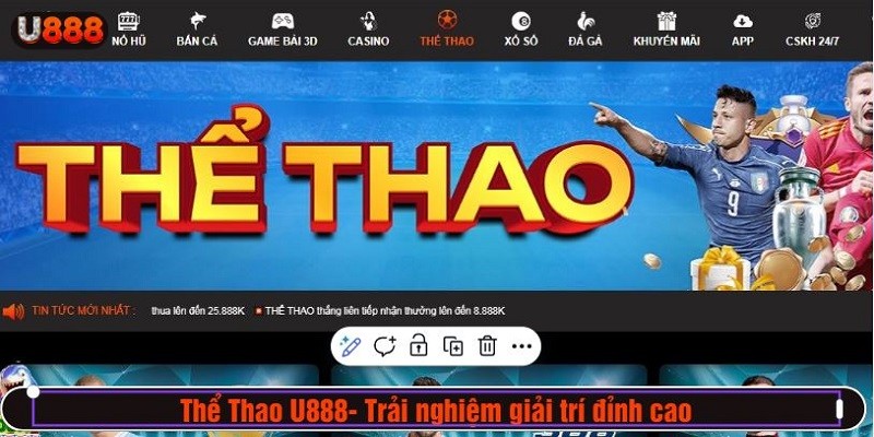 Sảnh Thể Thao với hàng ngàn kèo cá độ hấp dẫn