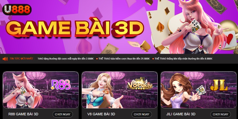 Sảnh game bài 3D hấp dẫn