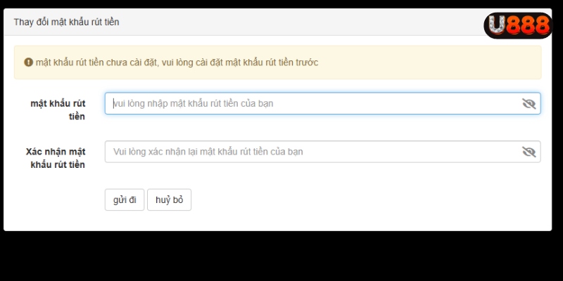 Tạo mật khẩu rút tiền